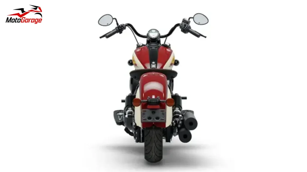 نمای پشت موتورسیکلت Indian Chief Vintage Sturgis SD Edition 2026 با رنگ قرمز و کرم